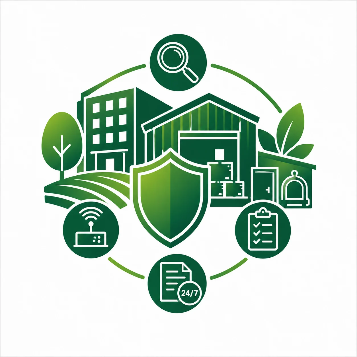 Diagrama técnico de una planta con puntos de monitoreo de plagas